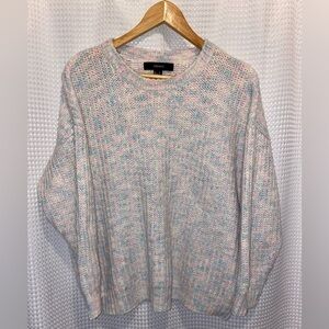 Women’s Forever 21 pink blue yellow crewneck‎ knit sweater size medium